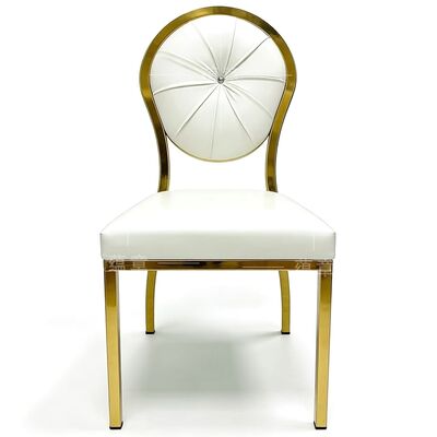 Good price Hot Event Round Back Design Gold Party Stainless Steel Hotel Wedding Chair Factory Wholesale Steel Back Chair Hotel Banquet online