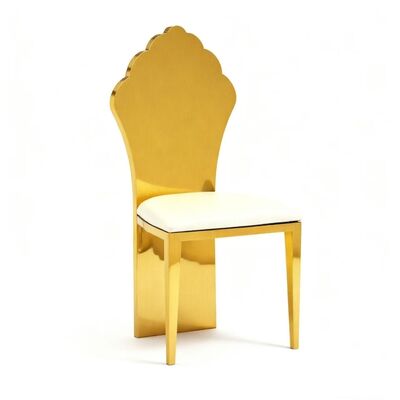 Good price Luxury Modern White Leather Gold Stainless Steel king and Queen Royal Wedding Chair online
