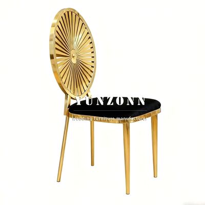 Good price Golden Wedding Chair Stackable Dining Chair for Hotel Wedding Banquet Wedding Furniture Stainless Steel Frame Chair online