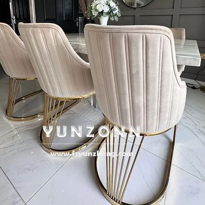 quality Modern High Back Dining Chair Gold Stainless Steel Frame Velvet Upholstered Banquet Chairs Hotel Outdoor Living Room Villa factory