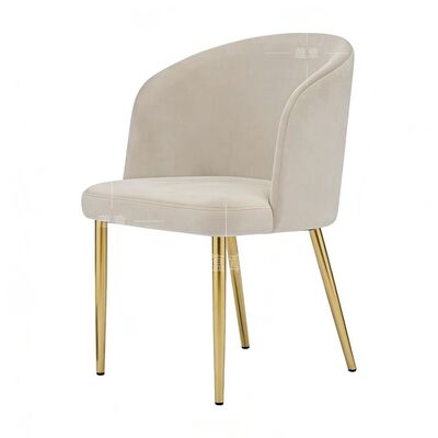 quality Modern Elegant Nordic Velvet Dining Chairs Durable Metal Tube Legs Tufted Fabric Upholstered Cushion Commercial Living Room factory