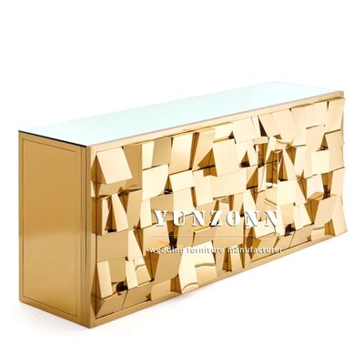 Good price Modern Stainless Steel Iron Rectangle Bar Table with Mirror Glass New Design Home Club Bar Counter for Hotel & Wedding Events online