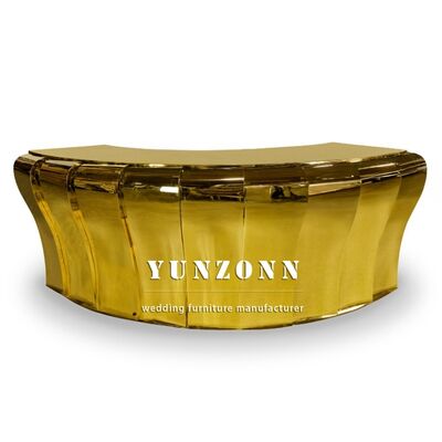 Good price Modern Design Latest Model Round Shaped Golden Mirror Stainless Steel Reception Bar Counter for Hotel Tables online