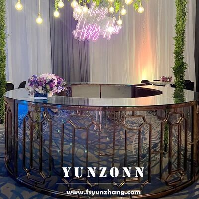 Good price Wedding Event Pub Gold Stainless Steel Round Table High Portable Home bar Counter Corner bar Lounge Furniture online
