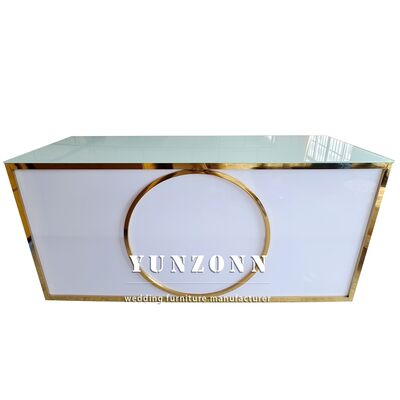 quality Modern New Wedding Furniture Gold Stainless Steel Acrylic Party bar Table Counter factory