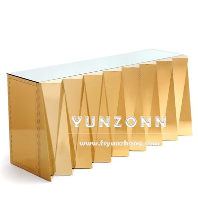 quality Gold Stainless Steel Luxury Ridged Bar Foldable Wedding Table for Hotels factory
