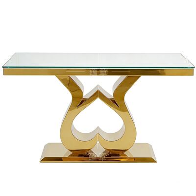 Good price Cheap Modern Hotel Events Party Furniture Bridal Bride Groom Gold Stainless Steel Tempered Glass Top Rectangle Wedding Villa online