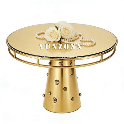 Good price New Elegant Design Round Table Stainless Steel Base Wedding Table With Crystal for Wedding Hotel Furniture online