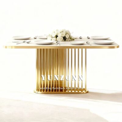 Good price Hotel Wedding Banquet Stainless Steel Marble Top Outdoor Event Table Durable Contemporary Design Rental Furniture online