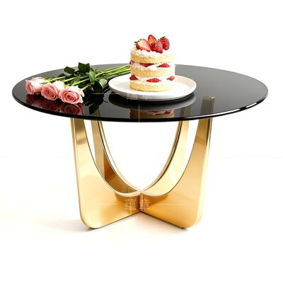 Good price Luxury Round Stainless Steel Wedding Table Event Design Gold Glass Top Dining Table online
