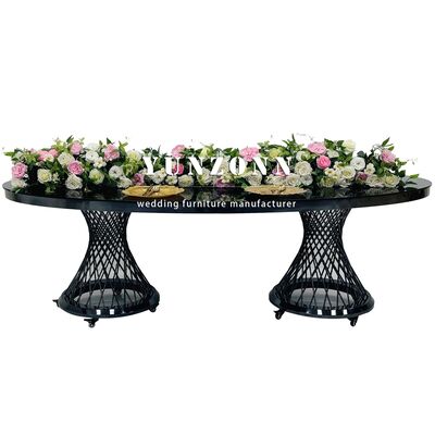 Good price Decorate Wedding Luxury Black Stainless Steel Wedding Table Oval Wedding Movable Table online