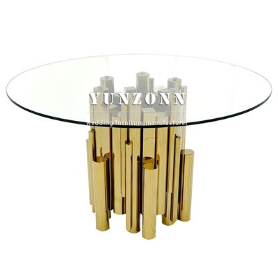 Good price Event Decorations Stainless Steel Base Glass Top Luxury Gold Ghost Cake Table online