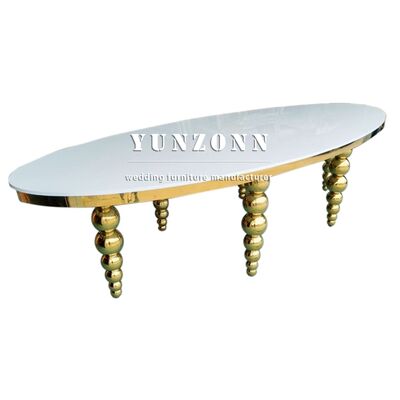 Good price White MDF Design Stainless Steel Legs Wedding Furniture Oval Table for Party Event online