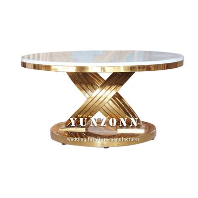 Good price Modern Gold Metal X-base Round Marble Top Coffee Tables Side Table online