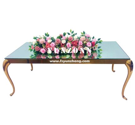 Good price Modern Rectangular Dining Table With Stainless Steel Frame and Glass Top for Outdoor Events for Weddings Hotels online