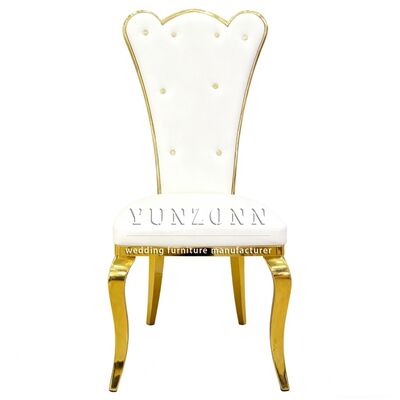 Good price Royal Style New Design Crystal Button Back Restaurant Wedding Golden Gold Stainless Steel Hotel Dining Chair online