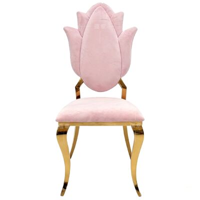 Good price Hotel Banquet Tulip Flower Back Stackable Pink Velvet Wedding Chairs for Party Event online