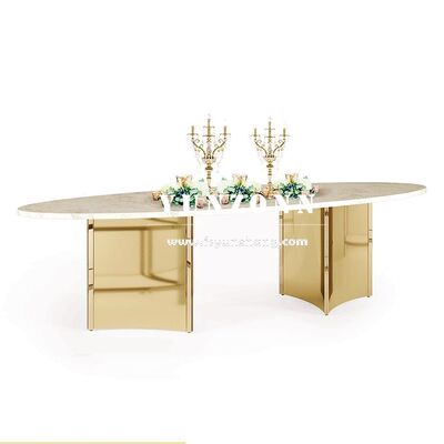 Good price New Design Luxury Furniture Brass Base Rectangular Gold Dining Stainless Steel Table online