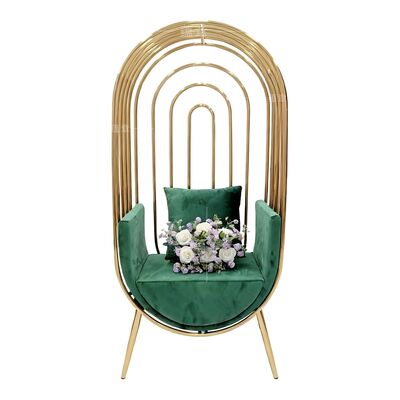 quality Cage Shape Gold Stainless Steel Throne King Wedding Gold Bird Cage Chair for Wedding Event Banquet Dinning Hotel factory