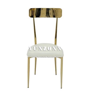 Good price Contemporary Event Hotel Banquet Furniture White Leather Gold Metal Stackable Wedding Chairs online