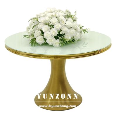 quality New Arrival Luxury Design Gold Stainless Steel Wedding Round Dining Table for Event Used factory