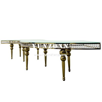 Good price Hot Selling Serpentine Transparent Glass Top Crystal Stainless Steel Table Banquet Restaurant Reception Center Moon Table online