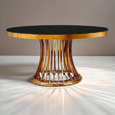 Good price New Gold Frame Hollow Design Event Party Wedding Round Dinning Table Set online