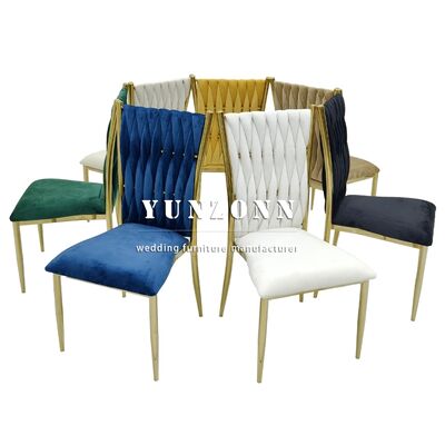 Good price Wedding Hall Gold Stainless Steel Velvet Woven Upholster Fashional Chair for Restaurant online