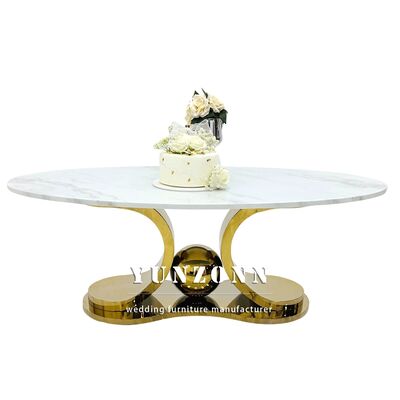 Good price Luxury Coffee Table Hotel Furniture Marble Table Top Gold Metal Stainless Steel Side Oval Tea Coffee Table online