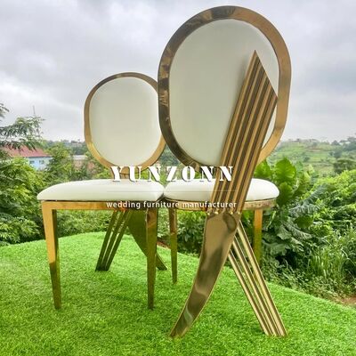 Good price New Style Gold Stainless Steel Frame Chair White Cushion Wedding Event Banquet Restaurant Furniture Chair online
