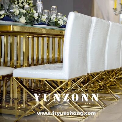 Good price Modern Luxury White PU Leather Dining Chair with Metal Legs Cross Stitching Design for Home or Hotel Leisure Style online