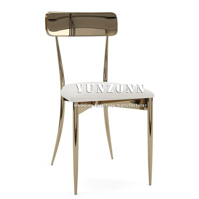 Good price Elegant Hotel Event Furniture Gold Stainless Steel Wedding Chair Modern With White Cushion online