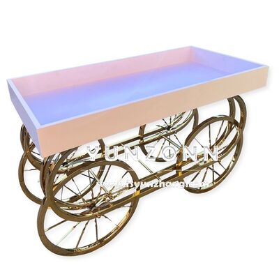 Good price Fancy Golden Stainless Steel Candy Cart Display Modern Design Food Dessert Cart Wedding Dining Outdoor Events-Hotly Recommended online