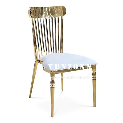 Good price Modern High Back Restaurant Dining Chair with Gold Stainless Steel Frame Rococo Style Hotel Chair online