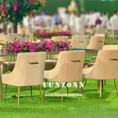 Good price Rental Luxury Gold Handle Back Upholstered Hotel Restaurant Velvet Dining Chair for Wedding online