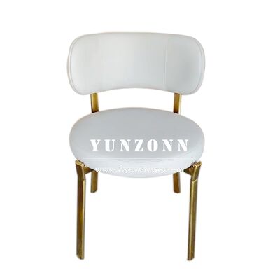 Good price New Arrival Hotel Hall Furniture Manufacture Supply White Fabric Gold Stainless Steel Metal Frame Luxury Stackable Event Chairs online
