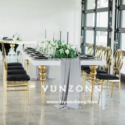Good price Luxury MDF 12-Seater Gold Metal Rectangle Banquet Dining Table for Hotels Elegant Center Table online
