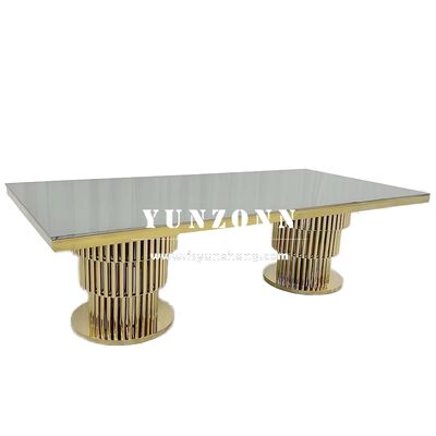 Good price Modern Stainless Steel Gold Dining Table Set with Pedestal Base Design for Outdoor Banquets Weddings and Hotel Events online
