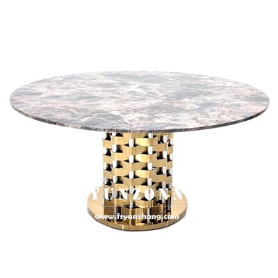 Good price Luxury Exquisite Carrara Marble Dining Table Stainless Steel Event Application for Home Party or Hotels Use online