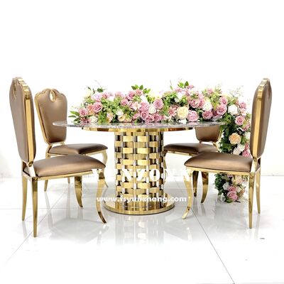 Good price Modern Luxury Round Tables and Chairs Set New Style Stainless Steel Base for Dining Outdoor Events Hotels and Kitchens online