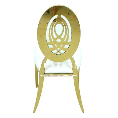 Good price Gold Royal Hotel Event Wedding Commercial Furniture 304 Stainless Steel Chair with Oval Back Flower Design online