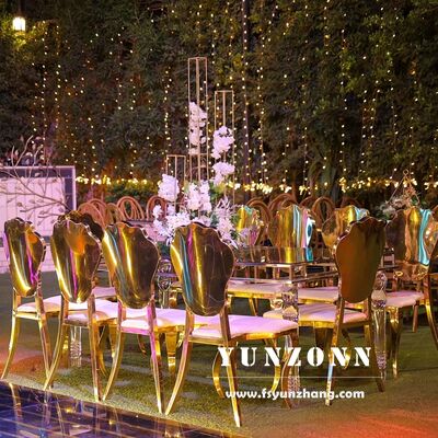 Good price Modern Luxury Stainless Steel Gold Wedding Flower Back Fancy Chairs for Event Banquet online