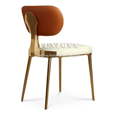 Good price Wedding Event Luxury New Modern Design Party Rental Brown Leather Cushion Stainless Steel Gold Chairs for Event online