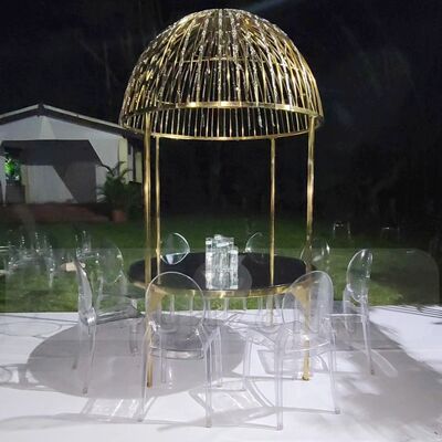 quality Elegant Round Ghost Cake Table with Crystals Luxury Banquet Dining Furniture for Hotels factory