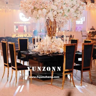 Good price Sino Perfect Favorable Price Golden Metal Square Back Banquet Hall Dining Chair for Wedding Event Dining online