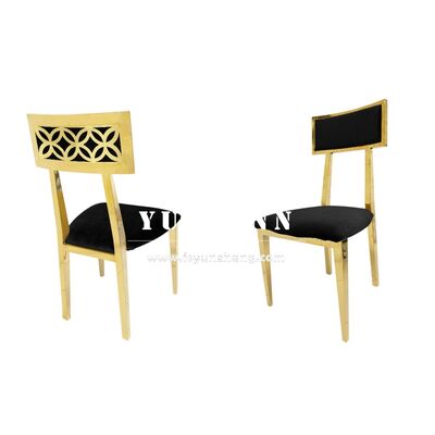 quality New Design Restaurant Gold Stainless Steel Metal Luxury Wedding Chair with Velvet Cushion factory