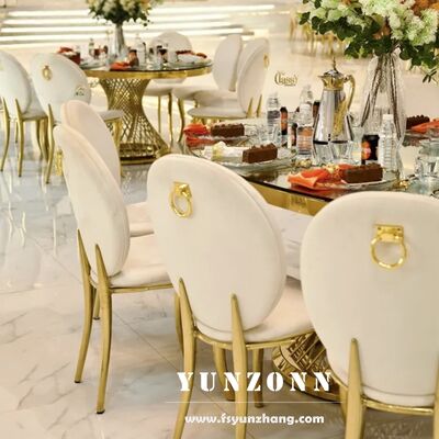 Good price Banquet Hall Round Back Velvet Gold Stainless Steel Restaurant Wedding Events Chair online