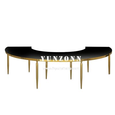 Good price Luxury Modern Gable Gold Wave Table Round Stainless Steel Hotel Furniture for Dining & Outdoor Events Weddings Half Moon Hotels online