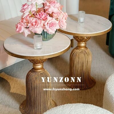Good price Handmade Modern Royal Design Iron Carleton Side Table Luxurious Pedestal Tassel Decorative Metal Furniture for Home Use online