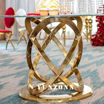 Good price Modern Home Furniture for Dining Golden Stainless Steel Infinity Base Wedding Display Cake Tables for Banquet & Party Events online